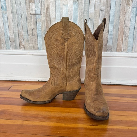 Ariat 9 Lively Western Boot Cowboy Cowgirl Leather Heeled Pull On Tan Leather - Picture 5 of 10